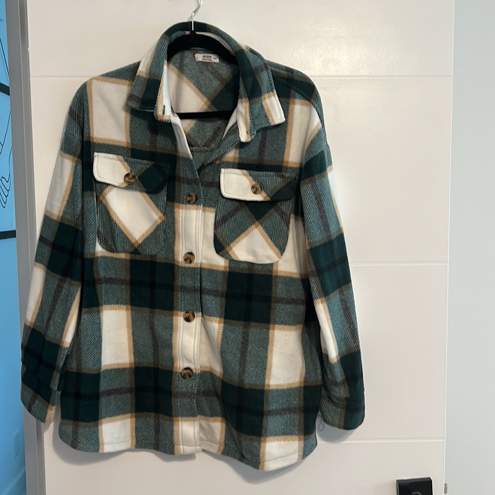fleece plaid shacket - Picture 4 of 5
